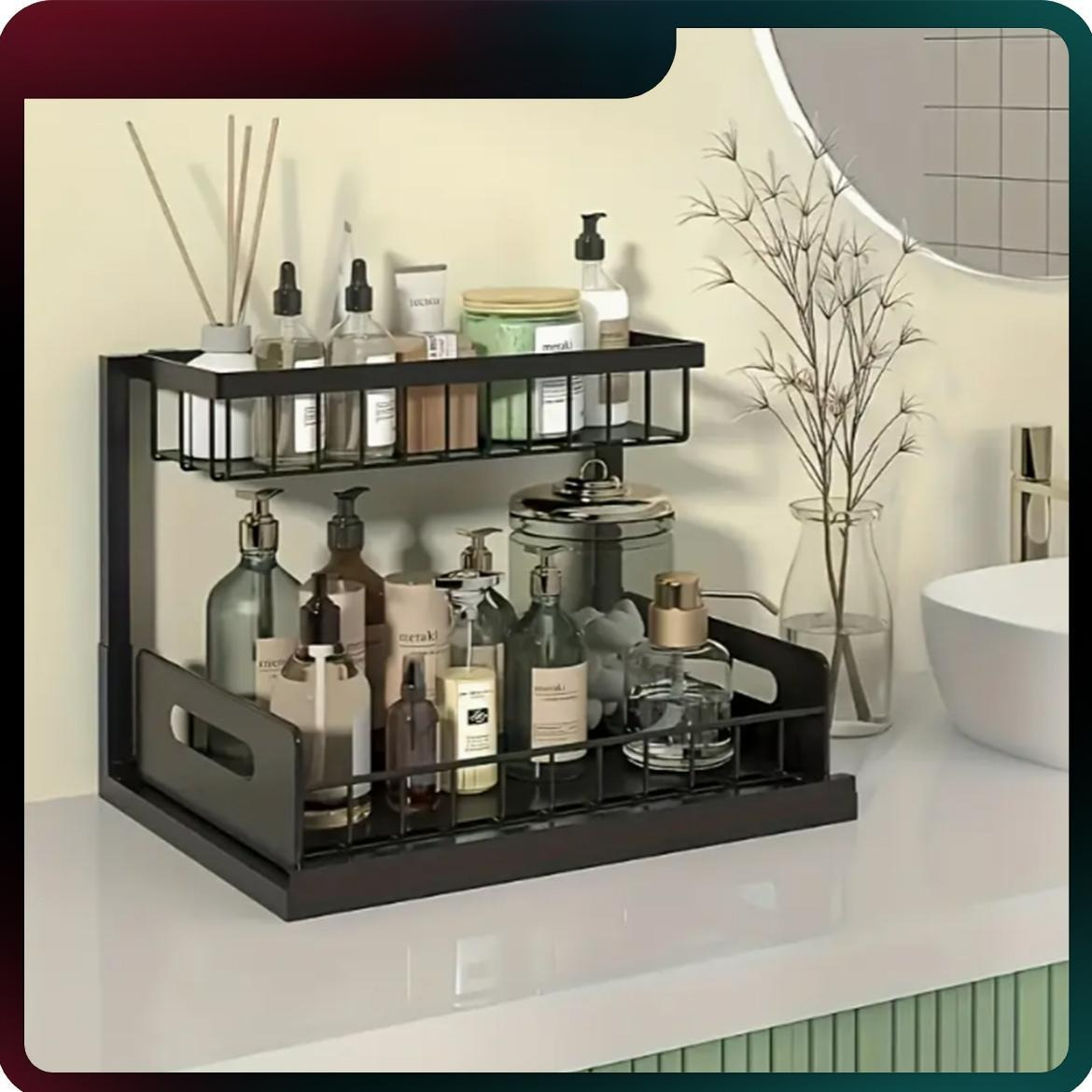 Home Bathroom Shelf - Heavy Duty Pull Out Cabinet Organizer