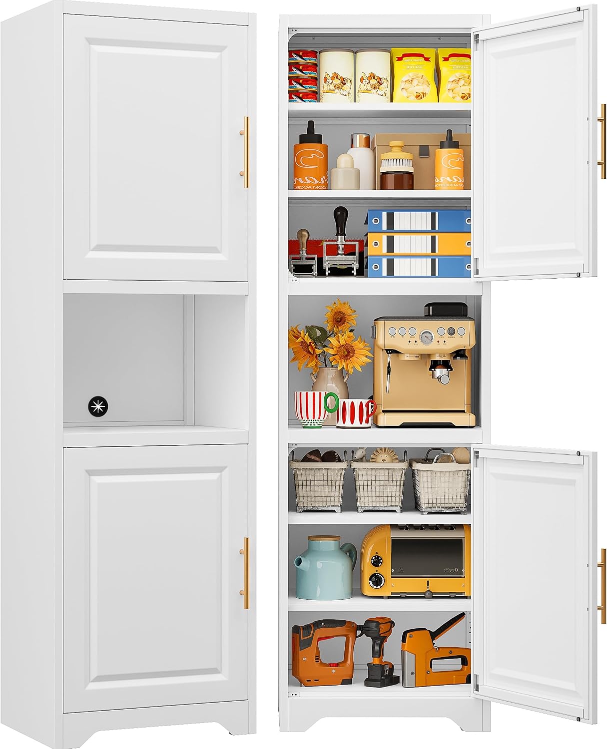 Home Bathroom Shelf - 67 Inch Tall Narrow Storage Cabinet