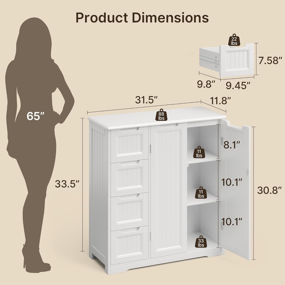 Bathroom Storage Cabinet with  - огляд і ціна Home Essentials Bathroom Cabinet