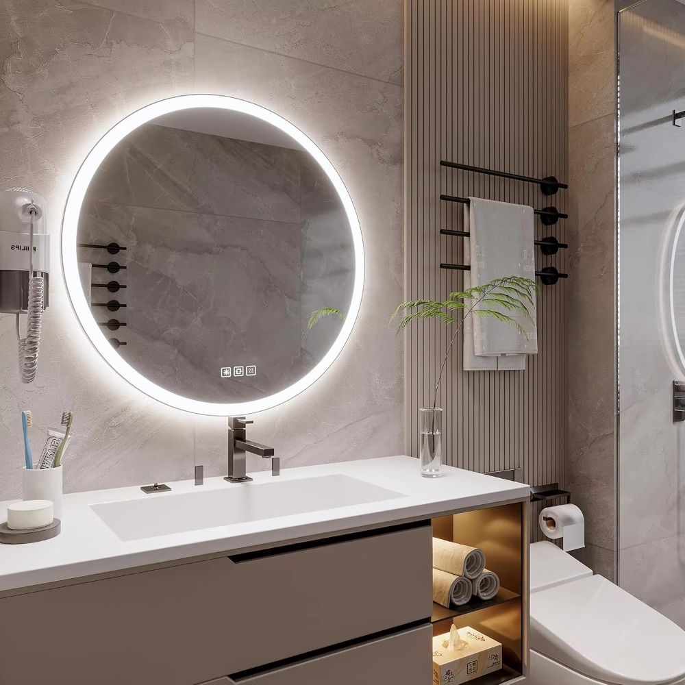 Modern 20-Inch Round Aluminum  - огляд і ціна Bathroom Mirror Led