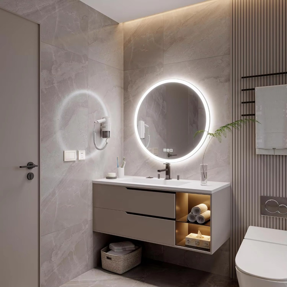 Modern 20-Inch Round Aluminum  - огляд і ціна Bathroom Mirror Led