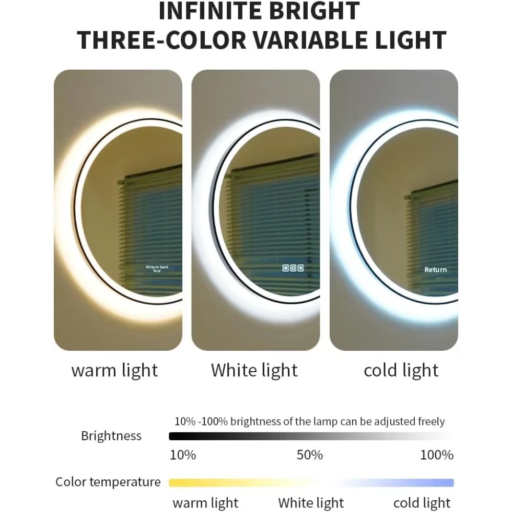 Modern 20-Inch Round Aluminum  - огляд і ціна Bathroom Mirror Led