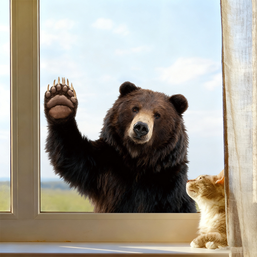 1Pc Lifelike Bear Wall Sticker - огляд і ціна Home One Bathroom