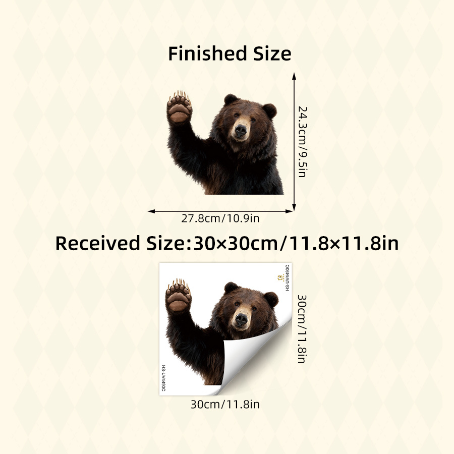 1Pc Lifelike Bear Wall Sticker - огляд і ціна Home One Bathroom