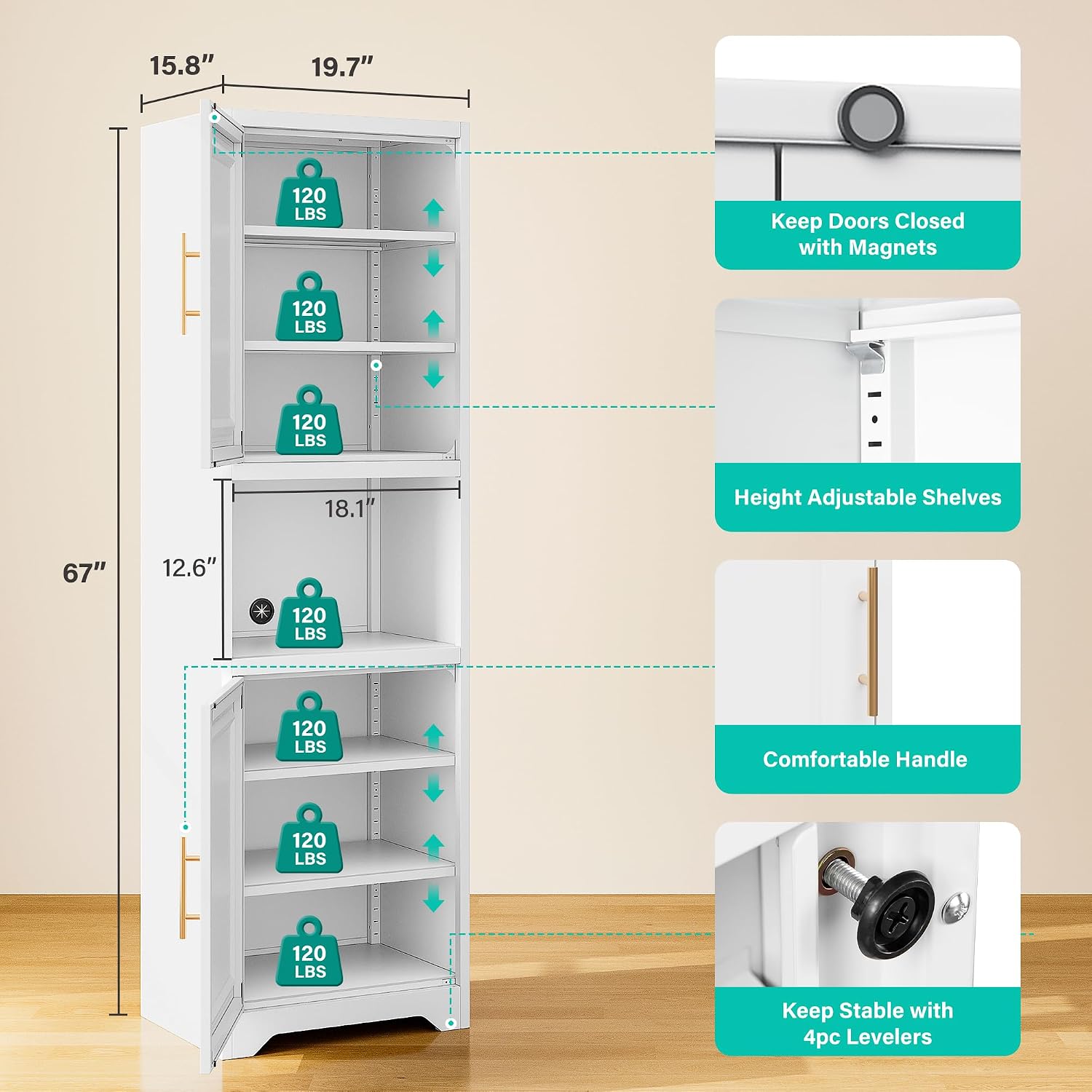 67 Inch Tall Narrow Storage Ca - огляд і ціна Home Bathroom Shelf